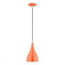 Livex Lighting 41171-77 - 1 Light Shiny Orange with Polished Chrome Accents Mini Pendant