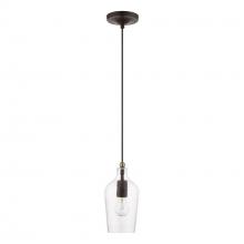 Livex Lighting 41240-07 - 1 Light Bronze with Antique Brass Accent Mini Pendant