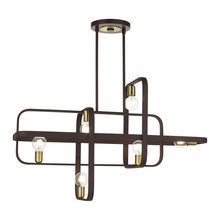 Livex Lighting 49748-07 - 6 Lt Bronze with Antique Brass Accents Linear Chandelier