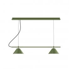 Montclair Light Works CHBX445-22-L12 - 2-Light Linear Axis LED Chandelier, Fern Green