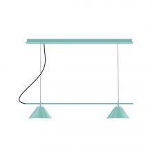 Montclair Light Works CHBX445-48-L12 - 2-Light Linear Axis LED Chandelier, Sea Green