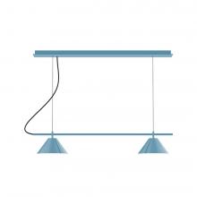 Montclair Light Works CHBX445-54-L12 - 2-Light Linear Axis LED Chandelier, Light Blue