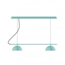 Montclair Light Works CHDX445-48-C21-L12 - 3-Light Linear Axis LED Chandelier with White SJT Cord, Sea Green
