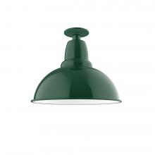 Montclair Light Works FMB107-42-W14-L13 - 14&#34; Cafe LED Flush Mount Light with wire grill in Forest Green