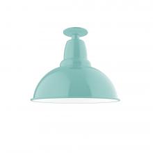 Montclair Light Works FMB107-48-W14-L13 - 14&#34; Cafe LED Flush Mount Light with wire grill in Sea Green