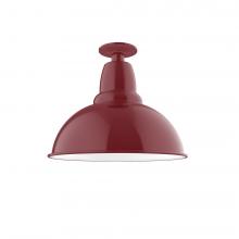 Montclair Light Works FMB107-55-W14-L13 - 14&#34; Cafe LED Flush Mount Light with wire grill in Barn Red