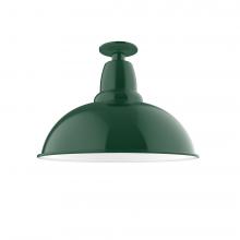 Montclair Light Works FMB108-42-W16-L13 - 16&#34; Cafe LED Flush Mount Light with wire grill in Forest Green