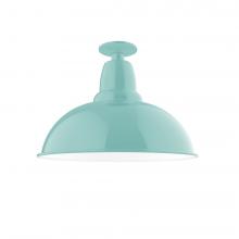 Montclair Light Works FMB108-48-W16-L13 - 16&#34; Cafe LED Flush Mount Light with wire grill in Sea Green