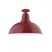 Montclair Light Works FMB108-55-W16-L13 - 16&#34; Cafe LED Flush Mount Light with wire grill in Barn Red