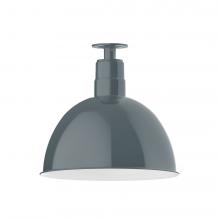 Montclair Light Works FMB117-40-W16-L13 - 16&#34; Deep Bowl shade, LED Flush Mount ceiling light with wire grill, Slate Gray