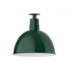 Montclair Light Works FMB117-42-W16-L13 - 16&#34; Deep Bowl shade, LED Flush Mount ceiling light with wire grill, Forest Green