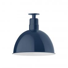 Montclair Light Works FMB117-50-W16-L13 - 16&#34; Deep Bowl shade, LED Flush Mount ceiling light with wire grill, Navy