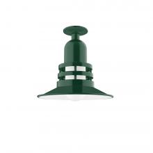 Montclair Light Works FMB148-42-G07 - Atomic 12&#34; Flush Mount Light with Frosted Glass in Forest Green