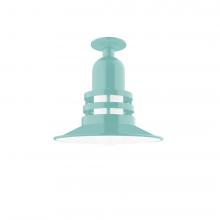 Montclair Light Works FMB148-48-G07 - Atomic 12&#34; Flush Mount Light with Frosted Glass in Sea Green