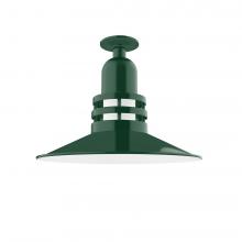 Montclair Light Works FMB149-42-G07 - Atomic 16&#34; Flush Mount Light with Frosted Glass in Forest Green