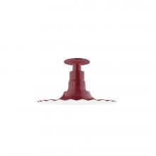 Montclair Light Works FMB158-55 - 12&#34; Radial shade, Flush Mount Light ceiling light, Barn Red