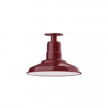 Montclair Light Works FMB182-55-L12 - 12&#34; Warehouse shade, LED Flush Mount ceiling light, Barn Red