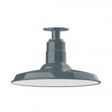 Montclair Light Works FMB183-40-W14-L13 - 14&#34; Warehouse shade, LED Flush Mount ceiling light with wire grill, Slate Gray