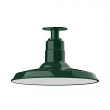 Montclair Light Works FMB183-42-W14-L13 - 14&#34; Warehouse shade, LED Flush Mount ceiling light with wire grill, Forest Green