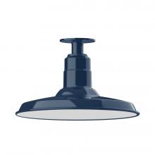 Montclair Light Works FMB183-50-W14-L13 - 14&#34; Warehouse shade, LED Flush Mount ceiling light with wire grill, Navy