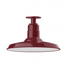 Montclair Light Works FMB183-55-W14-L13 - 14&#34; Warehouse shade, LED Flush Mount ceiling light with wire grill, Barn Red