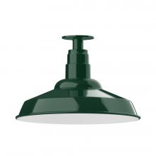 Montclair Light Works FMB184-42-W16-L13 - 16&#34; Warehouse shade, LED Flush Mount ceiling light with wire grill, Forest Green