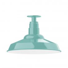 Montclair Light Works FMB184-48-W16-L13 - 16&#34; Warehouse shade, LED Flush Mount ceiling light with wire grill, Sea Green