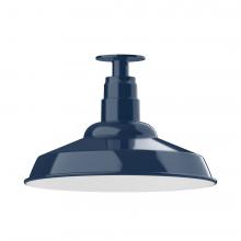 Montclair Light Works FMB184-50-W16-L13 - 16&#34; Warehouse shade, LED Flush Mount ceiling light with wire grill, Navy