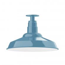 Montclair Light Works FMB184-54-W16-L13 - 16&#34; Warehouse shade, LED Flush Mount ceiling light with wire grill, Light Blue