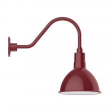 Montclair Light Works GNA115-55-W10-L12 - 10&#34; Deep Bowl shade, LED Gooseneck Wall mount with wire grill, Barn Red