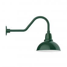 Montclair Light Works GNB106-42-W12-L12 - 12&#34; Cafe shade, LED Gooseneck Wall mount with wire grill, Forest Green