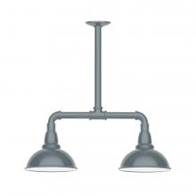 Montclair Light Works MSB105-40-T48-L10 - 8&#34; Cafe shade, 2-light LED Stem Hung Pendant, Slate Gray