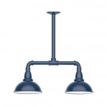 Montclair Light Works MSB105-50-W08-L10 - 8&#34; Cafe shade, 2-light LED Stem Hung Pendant with wire grill, Navy