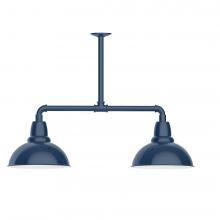 Montclair Light Works MSD106-50-W12-L12 - 12&#34; Cafe shade, 2-light LED Stem Hung Pendant with wire grill, Navy