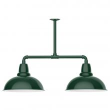 Montclair Light Works MSD108-42-T48-L13 - 16&#34; Cafe shade, 2-light LED Stem Hung Pendant, Forest Green