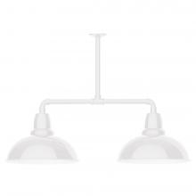 Montclair Light Works MSD108-44-T48-L13 - 16&#34; Cafe shade, 2-light LED Stem Hung Pendant, White