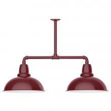 Montclair Light Works MSD108-55-W16-L13 - 16&#34; Cafe shade, 2-light LED Stem Hung Pendant with wire grill, Barn Red