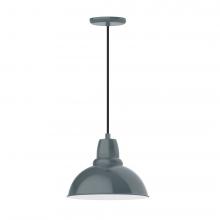 Montclair Light Works PEB106-40-L12 - 12&#34; Cafe shade, LED Pendant with black cord and canopy, Slate Gray