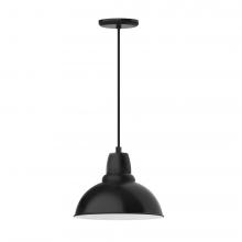 Montclair Light Works PEB106-41-L12 - 12&#34; Cafe shade, LED Pendant with black cord and canopy, Black