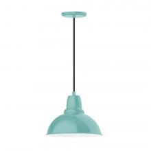 Montclair Light Works PEB106-48-C21-L12 - 12&#34; Cafe shade, LED Pendant with white cord and canopy, Sea Green