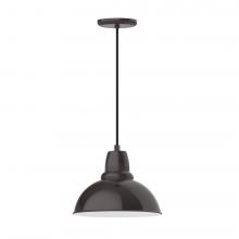 Montclair Light Works PEB106-51-L12 - 12&#34; Cafe shade, LED Pendant with black cord and canopy, Architectural Bronze