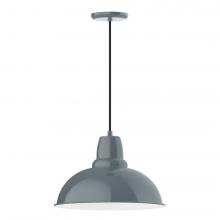 Montclair Light Works PEB108-40-C21-L13 - 16&#34; Cafe shade, LED Pendant with white cord and canopy, Slate Gray