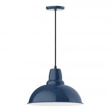 Montclair Light Works PEB108-50-C21-L13 - 16&#34; Cafe shade, LED Pendant with white cord and canopy, Navy