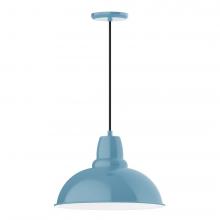 Montclair Light Works PEB108-54-C21-L13 - 16&#34; Cafe shade, LED Pendant with white cord and canopy, Light Blue