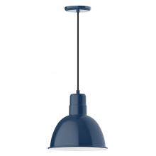 Montclair Light Works PEB116-50-L12 - 12&#34; Deep Bowl shade, LED Pendant with black cord and canopy, Navy