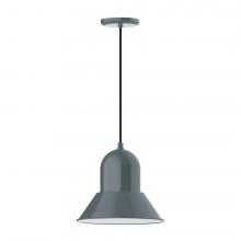 Montclair Light Works PEB123-40-C21-L12 - 12&#34; Prima shade, LED Pendant with white cord and canopy, Slate Gray