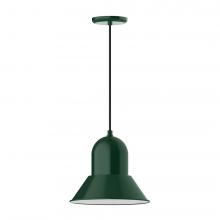 Montclair Light Works PEB123-42-L12 - 12&#34; Prima shade, LED Pendant with black cord and canopy, Forest Green