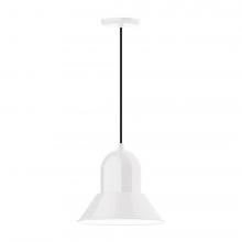 Montclair Light Works PEB123-44-L12 - 12&#34; Prima shade, LED Pendant with black cord and canopy, White