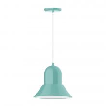 Montclair Light Works PEB123-48-L12 - 12&#34; Prima shade, LED Pendant with black cord and canopy, Sea Green