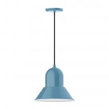 Montclair Light Works PEB123-54-L12 - 12&#34; Prima shade, LED Pendant with black cord and canopy, Light Blue